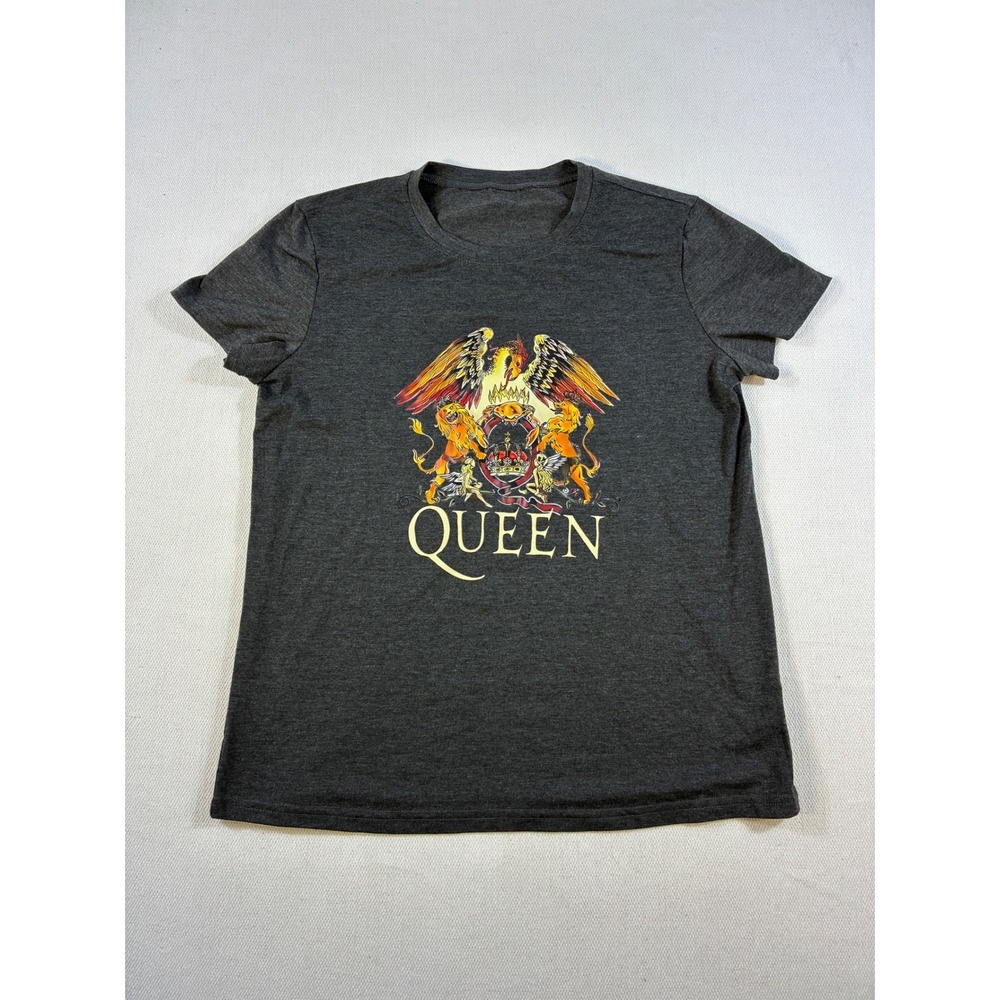 Queen Band Crest Graphic T-Shirt Womens Medium Charcoal Gray‎ Rock Music Tee